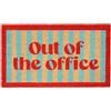 Fisura - Zerbino ingresso casa "Out of the office" in cocco con base antiscivolo in PVC, tappeto rosso e blu dipinto a mano, zerbino divertente per l'ingresso casa, 70 x 40 cm