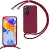 FERLAN Custodia per Redmi Note 11 Pro 5G/4G Cover con Cordino,Silicone Antiurto TPU Morbido Case Corda Collana Necklace Regolabile Stylish con Catena Ultra Sottile Cover per Redmi Note 11 Pro 5G/4G,Rosso