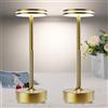 bravzurg Lampada da Tavolo LED Ricaricabile,5000mAh Eye-Protect 2 Pezzi Lampada Senza Fili,3 Modalità di Colore,Luce a USB Batteria Dimmerabile,per Interno/Ristorante/Esterno/Impermeabile（Bronzo）