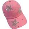 Popfizzy Bedazzled - Cappello da Baseball da Donna, con Strass, in Denim Invecchiato, Divertente Regalo di Compleanno per Donne e Ragazze, Tripla Stella (Rosa), Taglia Unica
