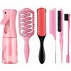 XINYUNXIN Kit Completo 6 Spazzole Professionali per Styling Capelli | Con Sfumature, Ricci, Rotonda, Massaggio Cuoio Capelluto e Flacone Spray Incluso | Per Acconciature Perfette e Cura dei Capelli