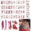 DINGFENG 50 Fogli Tatuaggi Temporanei di Halloween, Tatuaggi Cicatrici Zombie con Finto Sangue e Croste, Adesivi per Trucco Effetti Speciali, Accessori per Costume Cosplay e Feste