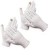 EQLEF Guanti Idratanti a Mano con Dito Touch Screen, 2 Coppie di Guanti Bianchi Guanti di Cotone Riutilizzabili per Eczema Mani Secche Cura Monete Gioielli Ispezione (schermo tattile)