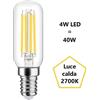 F.a.n Europe Lighting S.r.l. Lampadina Tubolare a led 4w Luce Calda 2700k 470 Lumen e14 fan Europe