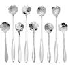 ESRISE - Set di 9 cucchiaini da caffè a forma di fiore, in acciaio inox, per decorazioni per feste del tè (argento)