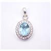 3.60 GM Creato IN Laboratorio Topazio Blu C.Z Pietra 925 Argento Pendente