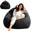 Umllpet Pouf XL, rivestimento per pouf, pouf a forma di goccia, solo rivestimento (senza imbottitura), per adulti e bambini, da gioco, per soggiorno, divano, esterno, 100 x 120 cm (nero)