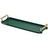 PATIKIL Vassoio Portata in Plastica con Manico Dorato, 30,5cm x 10cm Vassoio Decorativo Rettangolare Moderno Riutilizzabile Gioielli per Cucina Bagno Appoggio, Verde