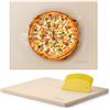 VEVOR Pietra per Pizza, Pietra da Forno per Pizza Rettangolare in Cordierite da 380 x 300 x 15 mm, con Raschietto, Cordierite Resistente al Calore, per Forno da Cucina, Cottura di Pane