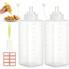 YPLANGENT Bottiglia a Salsa Squeeze 1000ml 2PCS- Distributore di Salsa in Plastica con Etichette e Flacone Dosatore - Bottiglia Pratica per Ketchup, Olio, BBQ e Altri Condimenti