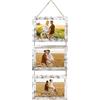 Gykutix Portafoto da Parete 13x18 cm, Set Cornici Foto Multiple da Parete con Corda, Portafoto Multiplo Decorativo a Collage per Soggiorno, Camera da Letto e Ufficio, Bianco Invecchiato
