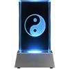 Kaltner Präsente - Lampada a LED da atmosfera, in cristallo/vetro, con incisione 3D al laser, motivo: yin/yang