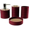 Hosoncovy Set di 4 Pezzi Contenitori da Bagno Set di Accessori da Bagno con Dispenser Sapone, Tazza da Bagno, Portasapone, Portaspazzolino e Portadentifricio (Rosso Vino)