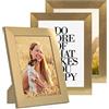 PHOTOLINI Cornici 13x18 cm oro legno MDF, set di 3 cornici larghe, moderne, plexiglass infrangibile, da tavolo o da parete, accessori extra - per una parete dal look raffinato
