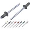 Marcopol Confezione da 100 rivetti ciechi verniciati 4,0 x 8 mm, con testa a cupola, DIN 7337, rivetti in alluminio e mandrino in acciaio, rivetti pop (100, grigio telone RAL 7010)