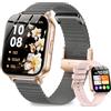 Fitoncloud Smartwatch Donna con Batteria 1000mAh, 1.83" HD Orologio Smartwatch con Chiamate/Fisiologia Feminile/Sonno/Frequenza Cardiaca/Contapassi, 100+ Sport, IP68 Smart Watch Android iOS Nero Oro
