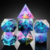 DNDND - Dadi DND placcati iridescenti, fatti a mano, in resina, con bordo affilato, con custodia regalo, per giochi da tavolo come Dungeons e Dragon (placcatura iridescente, verde e blu)
