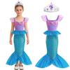 QIANAI Vestito Sirenetta, Costume Ariel Bambina, Ariel Sirenetta Vestito, Vestito di Carnevale con Una Corona, Costume Sirena Mare con Coda, per Halloween, Natale, Cosplay, Compleanno