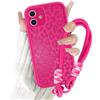 Coalbooliy Cover con Cordino per iPhone 11 6,1'', Silicone Morbido Custodia Aesthetic Leopardo Rosso Rosa Automne Mädchen Modello Disegni Collana Universale Protezione Fotocamera Protettiva Case, 03