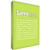 Feel Good Art, Stampa su Tela, Scritta in calligrafie Diverse, Motivo: Pagina vocabolario Inglese con Descrizione dell'amore, 30, 5 x 40, 6 cm, Verde (Lindgrün)