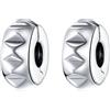 YASHUO Charm a clip, 2 pezzi, distanziatore per braccialetti con charm in argento Sterling 925, perline rotonde per braccialetti con charm, Argento
