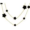 Bling Jewelry Nero Fiore Trifoglio Lungo Placcato Oro In Ottone Stazione Tazza Di Latta Catena Avvolgere Strato Collana Per Le Donne 42 Pollici