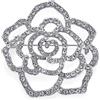 Bling Jewelry Grande Dichiarazione Di Moda Sparkling Party Rose Flower Forma Open Pave Cristallo Matrimonio Spilla Pin Per Donne Argento Placcato Rodio