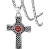 FaithHeart Collana Sigillo Cavalieri Templari Collana Croce Uomo Rosso Collana con Croce di Gerusalemme Scudo Collana Uomo Acciaio Impermeabile Non Sbiadisce