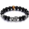 GEHECRST Bracciale con gemma Feng Shui, cinese Pi Xiu, braccialetto portafortuna, ossidiana, ricchezza, amuleto intagliato a mano, per la protezione, porta fortuna e ricchezza, gioiello di perle