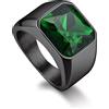 Bandmax Anello Uomo Donna in Acciaio Inossidabile, Anello Nero Uomo con Pietra Smeraldo, Anello Misura 27.5 Circonferenza 67.2mm, Confezione Regalo