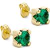Orovi Orecchini Donna Oro Giallo 9KT Orecchini a Lobo quadrati con Smeraldi verde, gioiello anallergico confezionato in un elegante astuccio portagioie