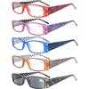 Eyekepper 5 Paia Occhiali da Lettura Aste Reticolo di Fiore per Donne Lettori in Plastica Include uno Lenti Grigio per Sole Colore Misti Diottria 3.00