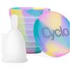 CYCLO | Confezione Coppa Mestruale Taglia 2 + Bicchiere Sterilizzatore - Sterilizzatore pieghevole e leggero adatto al microonde - Tazza con capacità fino a 12 ore di utilizzo senza svuotamento