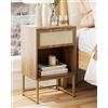 HEYZOEY® Comodino con cassetto, tavolino laterale largo 40 cm con ampio vano, comodino per camera da letto, soggiorno o ufficio (40 x 30 x 60 cm, noce stile rattan)