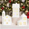 Begonia 3 decorazioni natalizie a LED per il villaggio di Natale illuminate, case bianche in ceramica, portacandele antivento, luce notturna, decorazione natalizia per la casa
