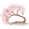 mookaitedecor Reiki Cristalli Albero della Vita Decorazione Albero Argento Pietre di Cristallo Lucido con Base a Fetta di Agata Decorazione Casa per Forza e Ricchezza, Quarzo Rosa
