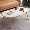 TAOBOU Tavolino ovale solido, tavolini da caffè moderni metà secolo, tavolo centrale soggiorno, tavolino tè, tavolo soggiorno piccolo spazio, 85 x 45 x 40 cm (bianco marmo)