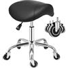 ANWBROAD Sgabello da Sella con Ruote, Ergonomico Girevole 360°e Altezza Regolabile, Capacità di Peso di 205 kg, in pelle PU, per saloni di bellezza, Salone, spa e cliniche (nero) WSS001B
