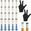 YiiHHooN 40 Pezzi Punte per Stecca da Biliardo di Ricambio, 4 Misure Puntale Stecca da Biliardo con Guanto da Biliardo, Punte Stecca Pool Slip On per Pool Snooker Puntali di Ricambio