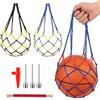 PIANKEKE 3 Pz Sacca da Pallone Grandi, Borsa Calcio, Rete per Palline Portatile, Borsa a Rete Nylon, Borse da Spiaggia in Rete per Basket Pallavolo Rugby, con 3 Aghi di Ferro, 1 Pompa, 1 Ugello di Gonfiaggio