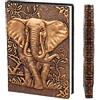 YHH Taccuino Righe a6 Tascabile, Piccolo Diario di Viaggio pelle 200 pagine, Vintage Quaderno Appunti Cahier Jounal blocchi appunti, Copertina rigida, fatto a mano, Regalo per uomo Donna Elephant