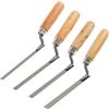 MISIQIMA 4 pezzi cazzuola per fughe (larghezza 8 mm, 10 mm, 12 mm, 15 mm), set di cazzuole per fughe in acciaio al carbonio, cazzuola con manico in legno per intonacare, spatolare e stuccare