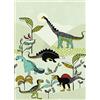 Rasch Carta da parati 557695 - Carta da parati colorata per bambini con dinosauri su sfondo verde - Onszelf Stories - 280 cm x 200 cm (lunghezza x larghezza)