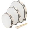 CHUENHEI Set di 3 tamburelli in legno da 15 cm, 20 cm e 25 cm, tamburello, strumento per tamburello, per feste, lezioni di musica educative
