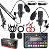 Agrdeed Set di apparecchiature podcast, interfaccia audio con microfono podcast per smartphone e PC, mixer DJ all-in-one, pronto all'uso, perfetto per streaming, canto, YouTube e giochi