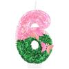 mciskin Candele di compleanno rosa e verde, decorazioni per feste rosa e verdi, candele a farfalla numero 6 per torte, decorazioni per 6° compleanno per ragazze, candele a farfalla per feste di compleanno