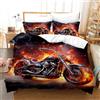 BNREDA Copripiumino Moto 135 x 200 cm,3D Set di Biancheria da Letto a Tema Moto,con 2 federe da 50 x 75 cm, per adulti e bambini (Motocross-e, 135x200cm)