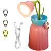 Elitecran Lampada da Tavolo LED senza Fili Rosa a Forma di Fiore, 3 Livelli di Luminosità Dimmerabile Lampada da Comodino, Con Cavo di Ricarica USB, Ricaricabile per Camera da Letto Comodino Ufficio