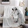 UGZDEA Coperta da divano con cavallo 150x200cm, carina Coperta con stampa di cavalli, morbida e accogliente per ragazze, ragazzi, adulti