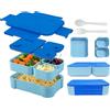 Vyranut Contenitore per il pranzo per Bambini 1760ml 3-en-1 - Lunch Box Hermética y Antifugas, Sin BPA - Apta para Microondas y Lavavajillas con Cubiertos (Azul)